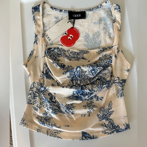 Cider Blue & Cream Women's Top. Size Small. - Picture 5 of 5